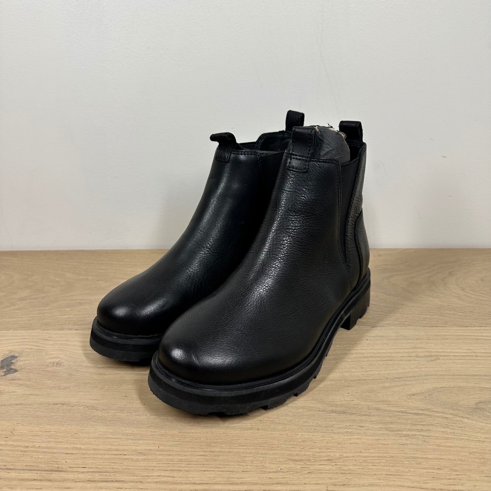 Sperry Chelsea Boots Women 7.5 Black Leather Lug Sole Elastic Ankle Boot